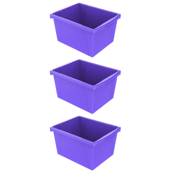 Storex Classroom Storage Bins, 4 Gallon, 7-15/16"H x 11-5/16"W x 13-5/8"D, Purple, Pack Of 3 Bins