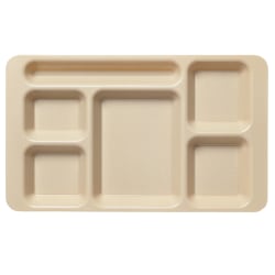 Cambro Camwear® 5-Compartment Trays, 15"W, Beige, Pack Of 24 Trays