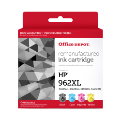 Office Depot® Remanufactured Black; Cyan; Magenta; Yellow High-Yield Ink Cartridge Replacement For HP 962XL, Pack Of 4, OD962XLBCMY