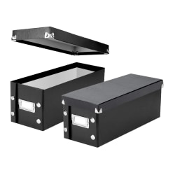 Ideastream Snap-N-Store Cardboard CD Storage Box, 2-3/4" x 6" x 14-1/4", Black, Pack Of 2 Boxes