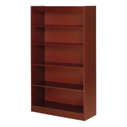 Lorell® Veneer Modular Shelving Bookcase, 5-Shelf, 60"H x 36"W x 12"D, Cherry