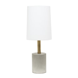 Lalia Home Antique Brass Concrete Table Lamp, 18-1/2"H, White Shade/Cement Base