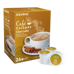 Cafe Escapes&trade; Single-Serve K-Cup® Pods, Chai Latte Coffee, Carton Of 24