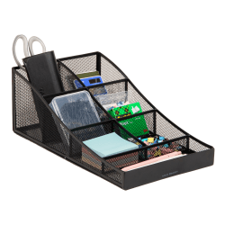 Mind Reader Countertop Organizer, Office Breakroom Supply Caddy, Desktop Organizer 5 1/4"H x 8-1/2"W x 14-1/2"D, Black