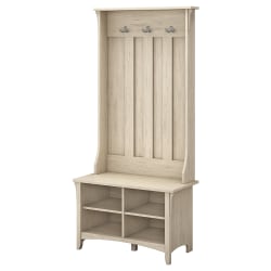 Bush Furniture Salinas Hall Tree With Storage Bench Antique White Standard Delivery Office Depot