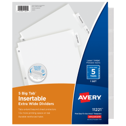 Avery Big Tab Extra Wide Insertable Dividers Clear ...