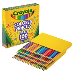 Crayola 100 Count Colored Pencils Unique Colors Pre Sharpened Assorted Lead 100 Set Office Depot