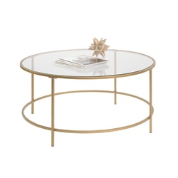 Sauder International Lux Coffee Table Round Satin Gold - Office Depot