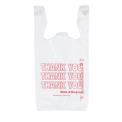 Inteplast Hilex Poly Thank You Bags 21 H x 11 12 W x 6 12 D White Pack ...