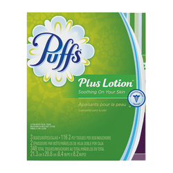 Puffs Plus Lotion Facial Tissues 2 Ply White 116 Sheets Per Box 3 Boxes ...