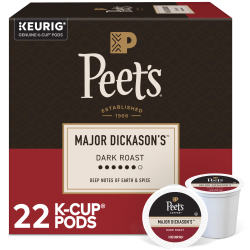 Peet's Coffee Major Dickason's Blend K-Cup Pods, Carton Of 22