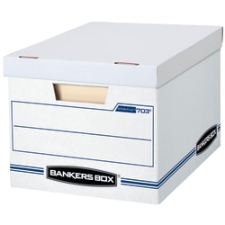 Bankers Box® Stor/File&trade; Standard-Duty Storage Boxes With Lift-Off Lids And Built-In Handles, Letter/Legal Size, 10&quot;x12&quot;x15&quot;, White/Blue, Case Of 13