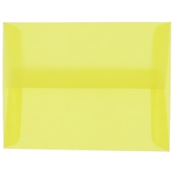 JAM Paper® Translucent Envelopes, #4 Bar (A1), Gummed Seal, Primary Yellow, Pack Of 25