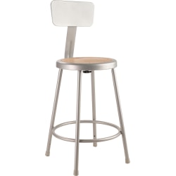 National Public Seating Hardboard Stool With Back, 24&quot;H, Gray