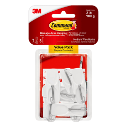 Photo 1 of 4 pk  3M™ Command™ Damage-Free Removable Toggle Hooks, Medium, 2 1/8"H x 7/8"W x 7/8"D, White, Pack Of 7