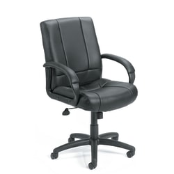 Boss Office Products Ergonomic Caressoftplus Vinyl Mid-Back Executive Chair, Black