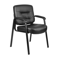Boss Office Products LeatherPlus&trade; Bonded Leather Mid-Back Guest Chair, Black