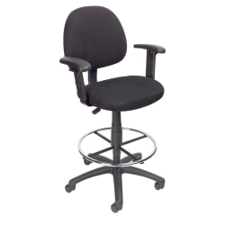 Boss Office Products Drafting Stool, Adjustable Arms, Black, B1616-BK