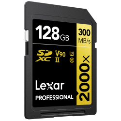 Lexar® Gold Professional 2000x Class 10/UHS-II SDHC/SDXC Memory Card, 128GB, LSD2000128G-BNNNU