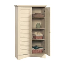 Sauder Harbor View Storage Cabinet 4 Shelf Antiqued White Office Depot