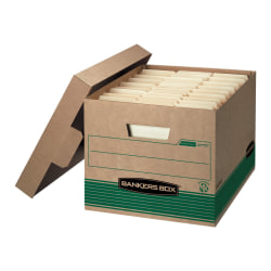 Bankers Box® Stor/File™ Medium-Duty Storage Boxes, Letter/Legal Size, 15" x 12" x 10", Kraft/Green, Case Of 12 - 12770