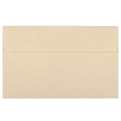 JAM Paper® Parchment Booklet Invitation Envelopes, A10, Gummed Seal, 30% Recycled, Brown, Pack Of 25