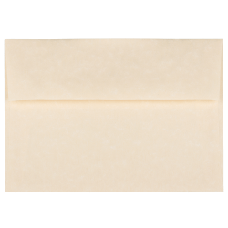 JAM Paper® Parchment Booklet Invitation Envelopes, A7, Gummed Seal, 30% Recycled, Natural, Pack Of 25