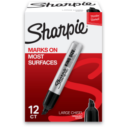 Sharpie® King-Size&trade; Permanent Markers, Black, Pack Of 12