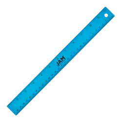 JAM Paper® Non-Skid Stainless-Steel Ruler, 12&quot;, Blue