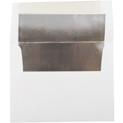 JAM Paper® Booklet Invitation Envelopes, A2, Gummed Seal, Silver/White, Pack Of 25