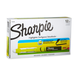 Sharpie® Liquid Highlighters, Chisel Tip, Fluorescent Yellow, 12 Count