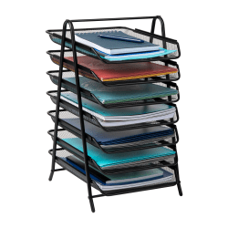 Mind Reader 7-Tier Paper Tray, Metal Mesh, 20"H x 13-3/4"W x 11-3/4" L, Black