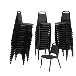 National Public Seating Square Back Padded Vinyl Seat, Banquet Stack Chair, 15 3/4" Seat Width, Black Seat/Black Frame, Set Of 40