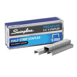 Swingline® S.F.® 3 Premium Staples, 1/4&quot; Half Strip, Box Of 5,000