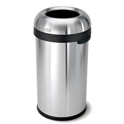 simplehuman®? Bullet Round Metal Open Trash Can, 16 Gallons, 29-4/5&quot;H x 16-1/10&quot;W x 15-4/5&quot;D, Brushed Stainless Steel
