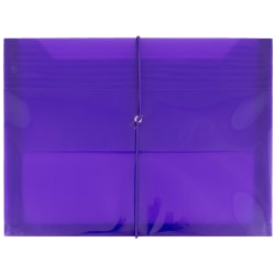 JAM Paper® Plastic Booklet Envelope, Letter-Size, 9 3/4" x 13", Elastic Band Closure, Purple