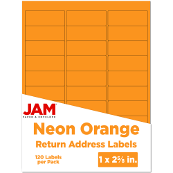 JAM Paper® Mailing Address Labels, Rectangle, 1&quot; x 2 5/8&quot;, Neon Orange, Pack of 120