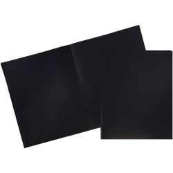 JAM Paper® Plastic 2-Pocket POP Folders, 9 1/2&quot; x 11 1/2&quot;, Black, Pack Of 6