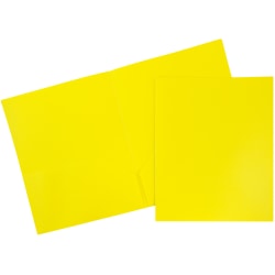 JAM Paper® Plastic 2-Pocket POP Folders, 9 1/2&quot; x 11 1/2&quot;, Yellow, Pack Of 6