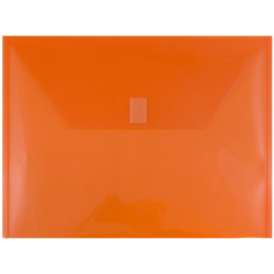 JAM Paper® Plastic Booklet Envelopes, Letter-Size, 9 3/4" x 13", Hook &amp; Loop Closure, Orange, Pack Of 12