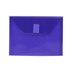 JAM Paper® Plastic Booklet Envelopes With Hook-And-Loop Fastener, 5 1/2&quot; x 7 1/2&quot;, Gummed Seal, Purple, Pack Of 12