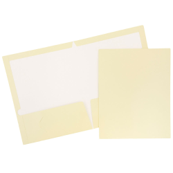 JAM Paper® Glossy 2-Pocket Presentation Folders, Ivory, Pack Of 6