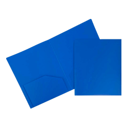 JAM Paper® Heavy-Duty 2-Pocket Plastic Presentation Folders, 9&quot; x 12&quot;, Blue, Pack Of 6