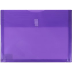 JAM Paper® Plastic Booklet Envelopes, Letter-Size, 9 3/4" x 13", Hook &amp; Loop Closure, Light Purple, Pack Of 12