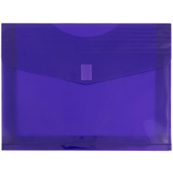 JAM Paper® Plastic Booklet Envelopes, Letter-Size, 9 3/4" x 13", Hook &amp; Loop Closure, Classic Purple, Pack Of 12