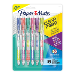 Paper Mate Clearpoint Mechanical Pencil, Break-Resistant, Color Block Edition, HB #2 Lead (0.7mm), 6 Count