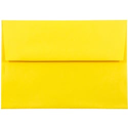 JAM Paper® Booklet Invitation Envelopes, A8, Gummed Seal, 30% Recycled, Yellow, Pack Of 25