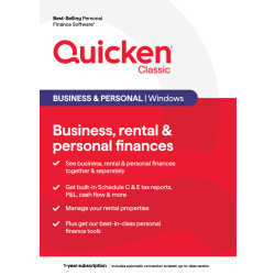 Quicken® Classic Business &amp; Personal, 1-Year Subscription, Windows®, Product Key