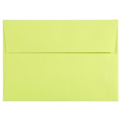 JAM Paper® Booklet Envelopes, #4 Bar (A1), Gummed Seal, Lime Green, Pack Of 25
