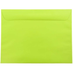 JAM Paper® Booklet Envelopes, 9" x 12", Gummed Seal, Ultra Lime Green, Pack Of 25